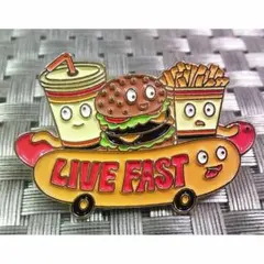 《萌軽食US車》ハンバーガー　ソーセージ　ファーストフードピンバッジ■球場　野球