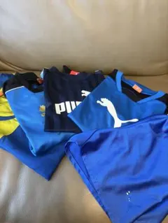 【130】Puma 青 サッカーウェア　5点セット　Tシャツ　ショートパンツ