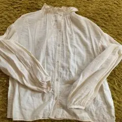 ZARA 立ち襟　フリル　イエロー　シャツ