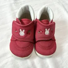 ファミリア ベビーシューズ 12.0cm 赤 うさぎ 刺繍 ファーストシューズ