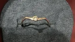 一粒石 リング ゴールドカラー シンプル　ウェーブ　13.5号ぐらい
