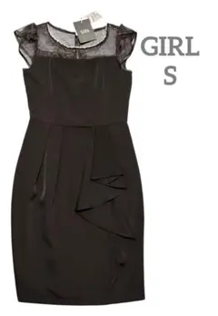 新品❤GIRL パーティードレス S ビジュー シースルー 結婚式 フォーマル