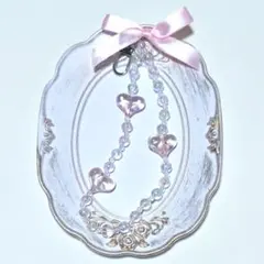 ビーズストラップ ハンドストラップ ピンク ハート リボン 韓国