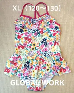 GLOBAL WORK キッズ ワンピース水着 花柄フリルXL（120〜130）