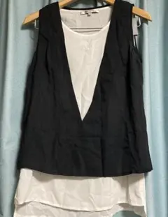 ノースリーブチュニック ブラック/ホワイト