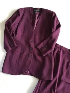 【イトキン】パープル ロングジャケット！スカート！濃いワインレッドセットアップ
