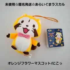 未使用☆匿名発送☆あらいぐまラスカルオレンジフラワーマスコット/にこっ（ピンク）