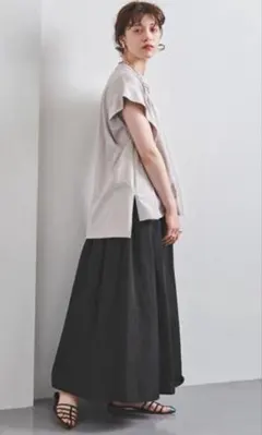 ユナイテッドアローズ　UWFM タフタ ギャザー スカート　ブラック