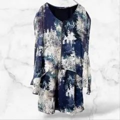 【イェッカヴェッカ】ノースリーブブラウスワンピース チュニック 総柄 個性的