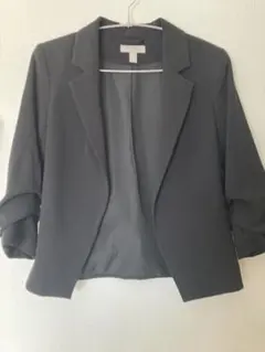 黒 テーラードジャケット ロールアップ袖