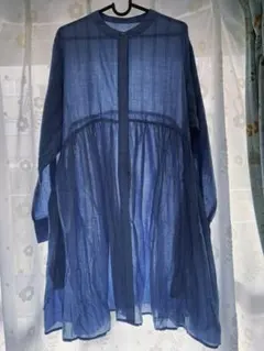 ストライプ リネン長袖チュニックワンピース　サイズF 新品