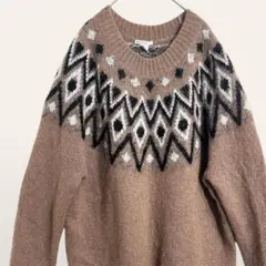❤️美品 H&M モヘヤ フェアアイル柄 ビッグシルエット ゆるダボニット Ｍ