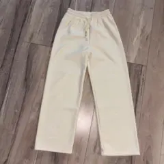 ホワイト コーデュロイ裏起毛カジュアルパンツ L