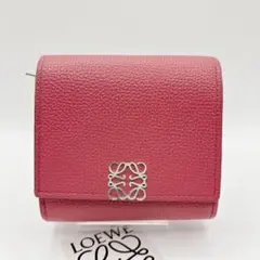 ロエベ 折財布 アナグラム コンパクト フラップ ウォレット ピンク系 2506 ロエベ 折財布 アナグラム コンパクト フラップ ウォレット ピンク系
