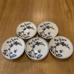 有田焼　晢山　花鳥伊万里　染付小皿　五枚