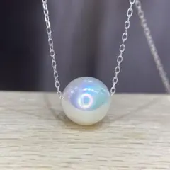 【新品未使用】K18WG 天然あこや真珠　スルーネックレス　8.0〜8.5㎜