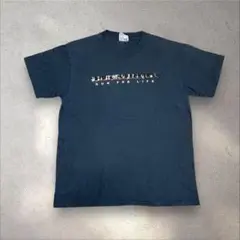 Hanes 90s シングルステッチ Tシャツ プリント ダークブルー