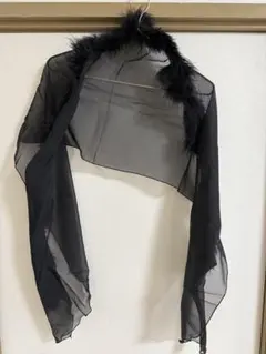 ブラックシフォンショール フェイクファー付き