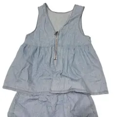 ライトブルー デニム風 パンツセットアップ