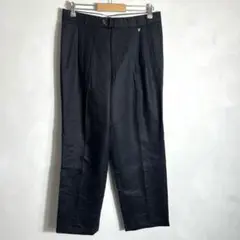 ブラック スラックス テーパードパンツ センタープレス 古着 メンズM〜L相当