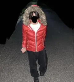 ファー付き　ダウンジャケット　Y2K お兄系　グランジ　00s 平成ギャル　赤