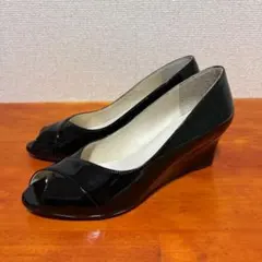 ❀試着のみ リズラフィーネ ウェッジソール 23.5cm 2E 黒 ブラックのサムネイル