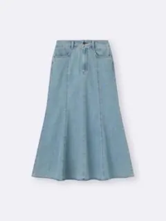 ジーユー　GU ライトデニムフレアマキシスカート　ブルー　Sサイズ