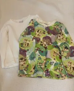 100cm長袖トップスセット　Lanpiaグリーン系　CHEROKEE白肌着