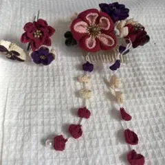 花モチーフの和装髪飾りセット
