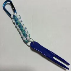 ゴルフ グリーンフォーク パラコード カラビナ付きハンドメイド