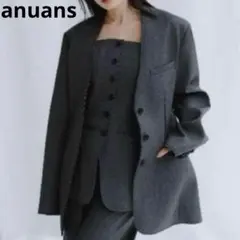 アニュアンス　anuans　ボンディングフォルムジャケット　新品　F　グレーのサムネイル
