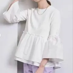 未使用級⭐︎ユナイテッドアローズ⭐︎フリル コンビ 8SL ニット