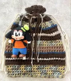 ハンドメイド 手編み ナップサック星柄 ホワイト イエロー - メルカリ