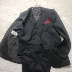 未使用級✨レノマオム　スリーピース　セットアップ　シャドーストライプ　黒　A6