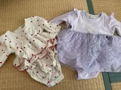 ハート柄ロンパース＆チュチュ付きロンパースセット