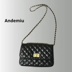 Andemiuアンデミュウ 2wayキルティングチェーンバッグショルダーバッグ黒