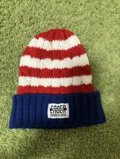 ストライプニット帽 赤白青
