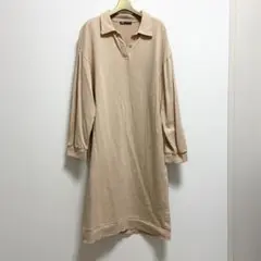 ZARA ベージュ　ビンテージ風　襟付き裏毛　スウェットワンピース