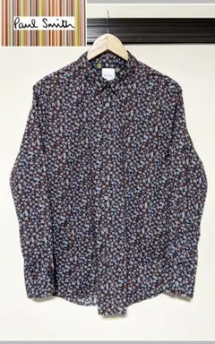 【Paul Smith】花柄シャツ/総柄/金ボタン/ビッグ/日本製/ロゴ/美品