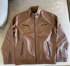 ブラウン レザージャケット スタンドカラー