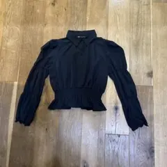 ZARA ブラック クロップドシャツ バルーンスリーブ