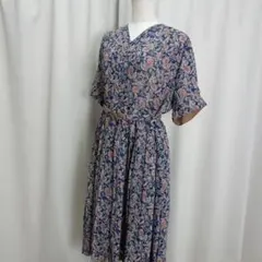 大きいサイズ 15号 ヴィンテージ ペイズリー柄 プリーツワンピース