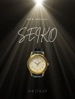 SEIKO セイコー 腕時計 アナログ ゴールドカラー 革ベルト ヴィンテージ