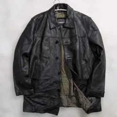 極上のシボ革★ヴィンテージ カーコート ライナー付 黒 実寸XL相当 超良品