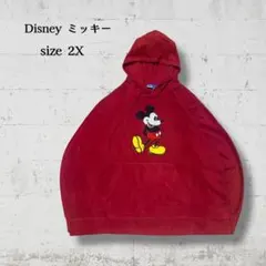 Disney ミッキー フリース レッドプルオーバー ビッグサイズ 2XL