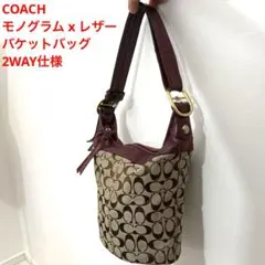 コーチ 2WAY バケットバッグ レザーモノグラム
