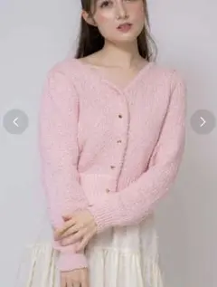 新品タグ付き NOELA ノエラ ぽこぽこニットカーデ ピンク フリーのサムネイル