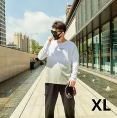 XL 白 ロンT メンズ ビッグシルエット 韓国ファッション 無地 シンプル