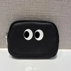 コインケース ミニポーチ 黒 ブラック シボ革加工 ノーブランド