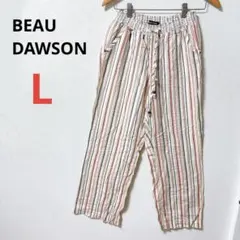 BEAU DAWSON 【L】ストライプ柄 リネン混リラックスパンツ